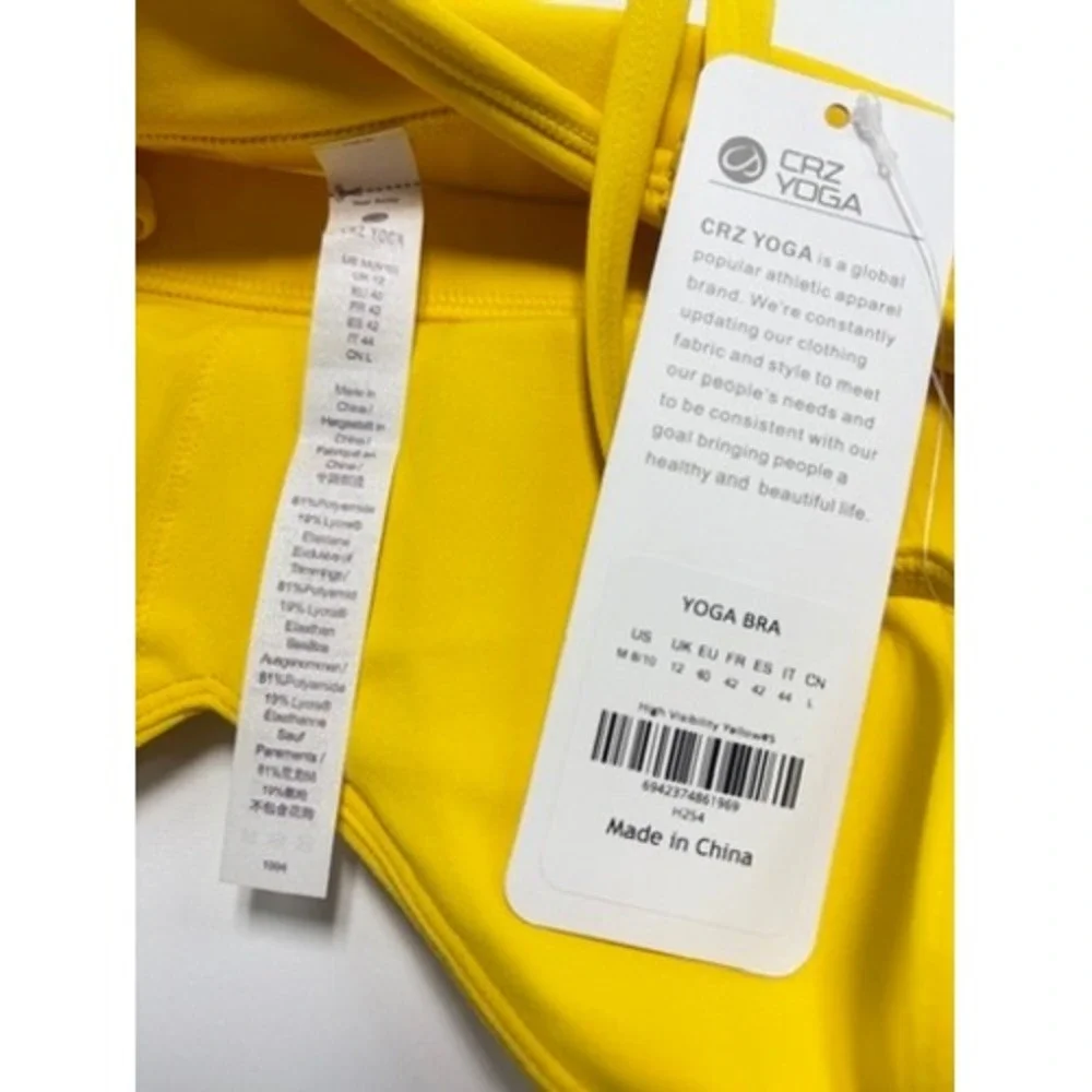 CRZ YOGA Butterluxe Yoga Sports Bra High Visibility Yellow Size M 8/10 NWT